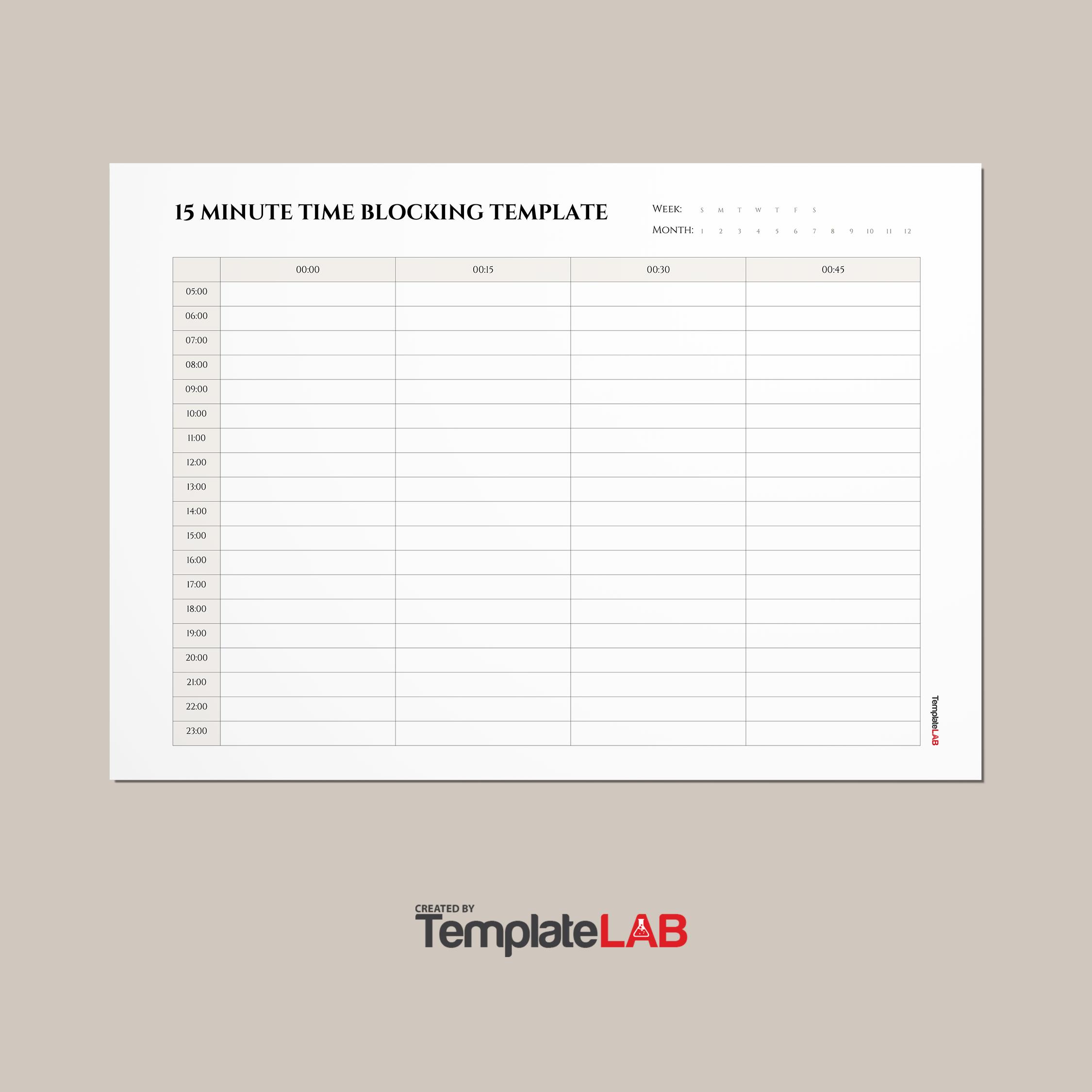 Free 15 Minute Time Blocking Template