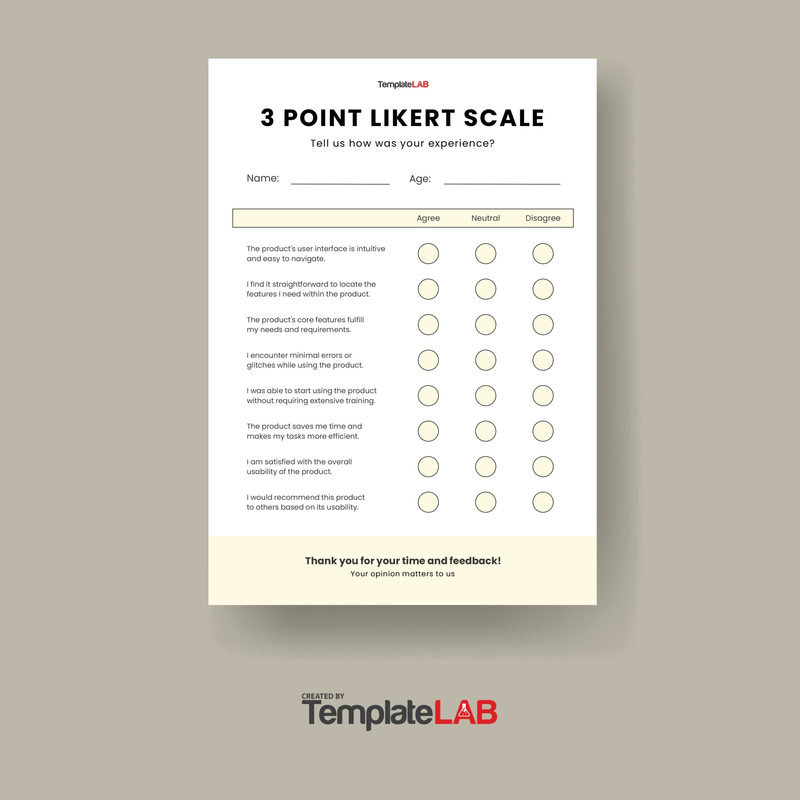 Free 3 Point Likert Scale Template