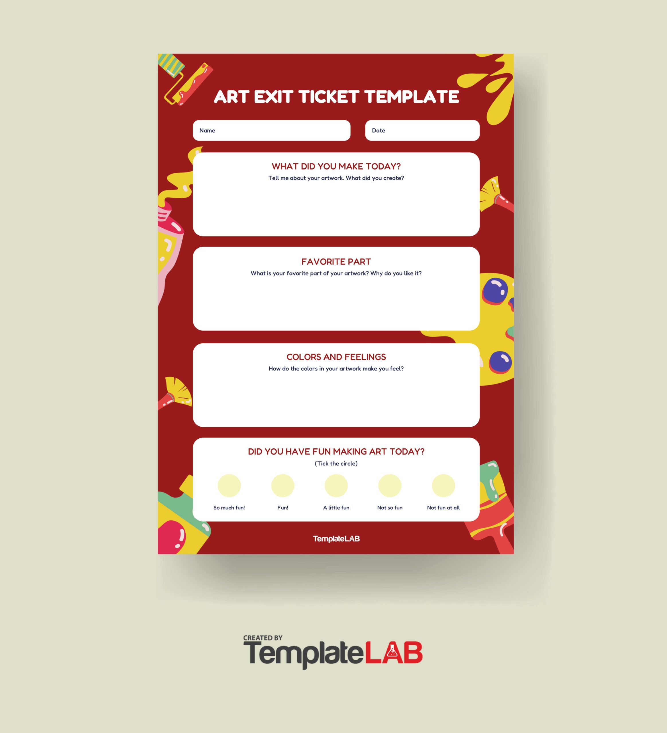 Free Art Exit Ticket Template
