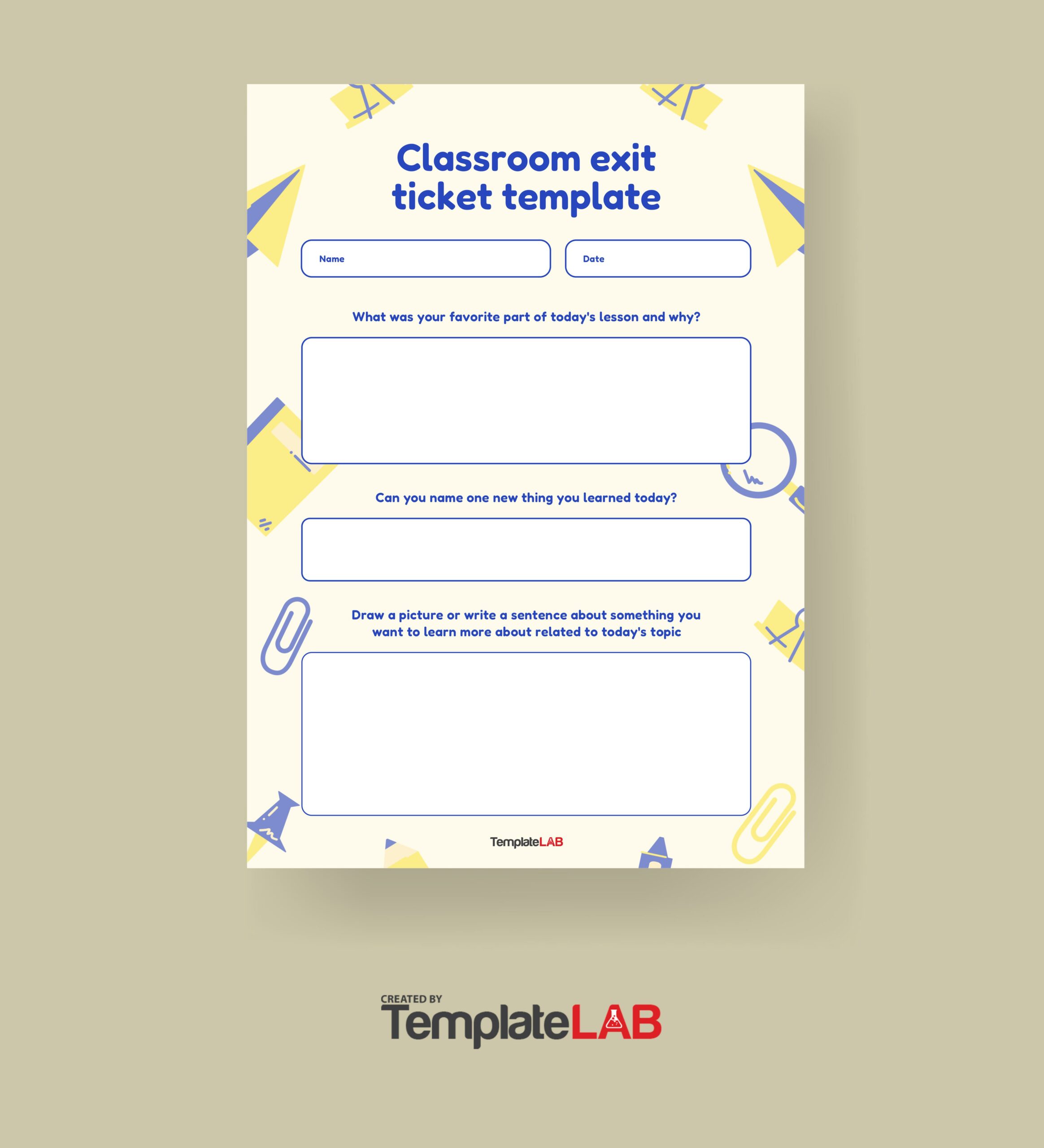 Free Classroom Exit Ticket Template