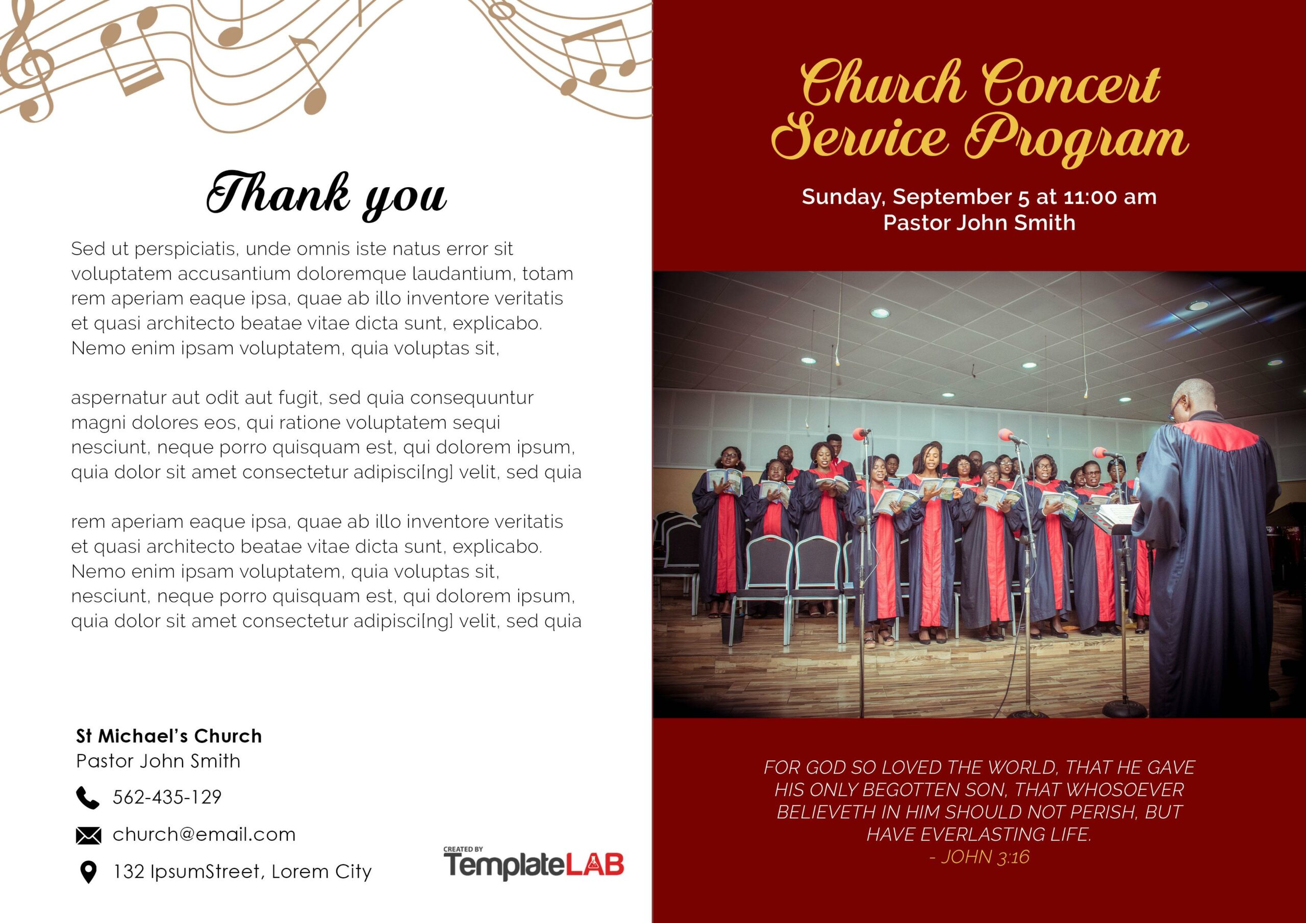 Free Concert Service Program Template