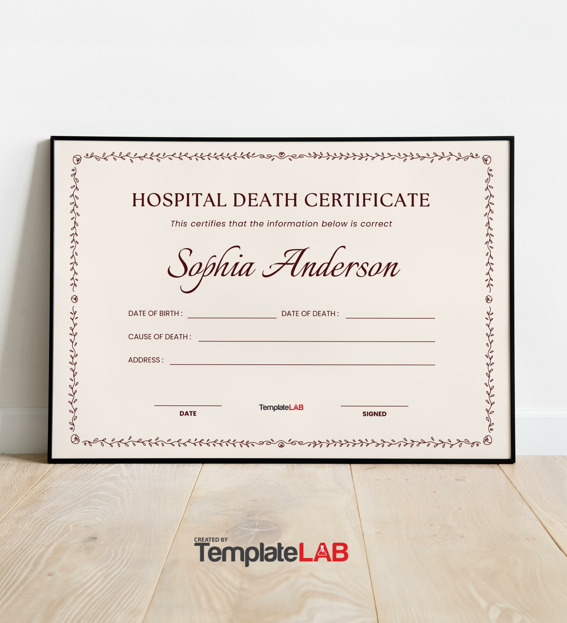 Free Hospital Death Certificate Template