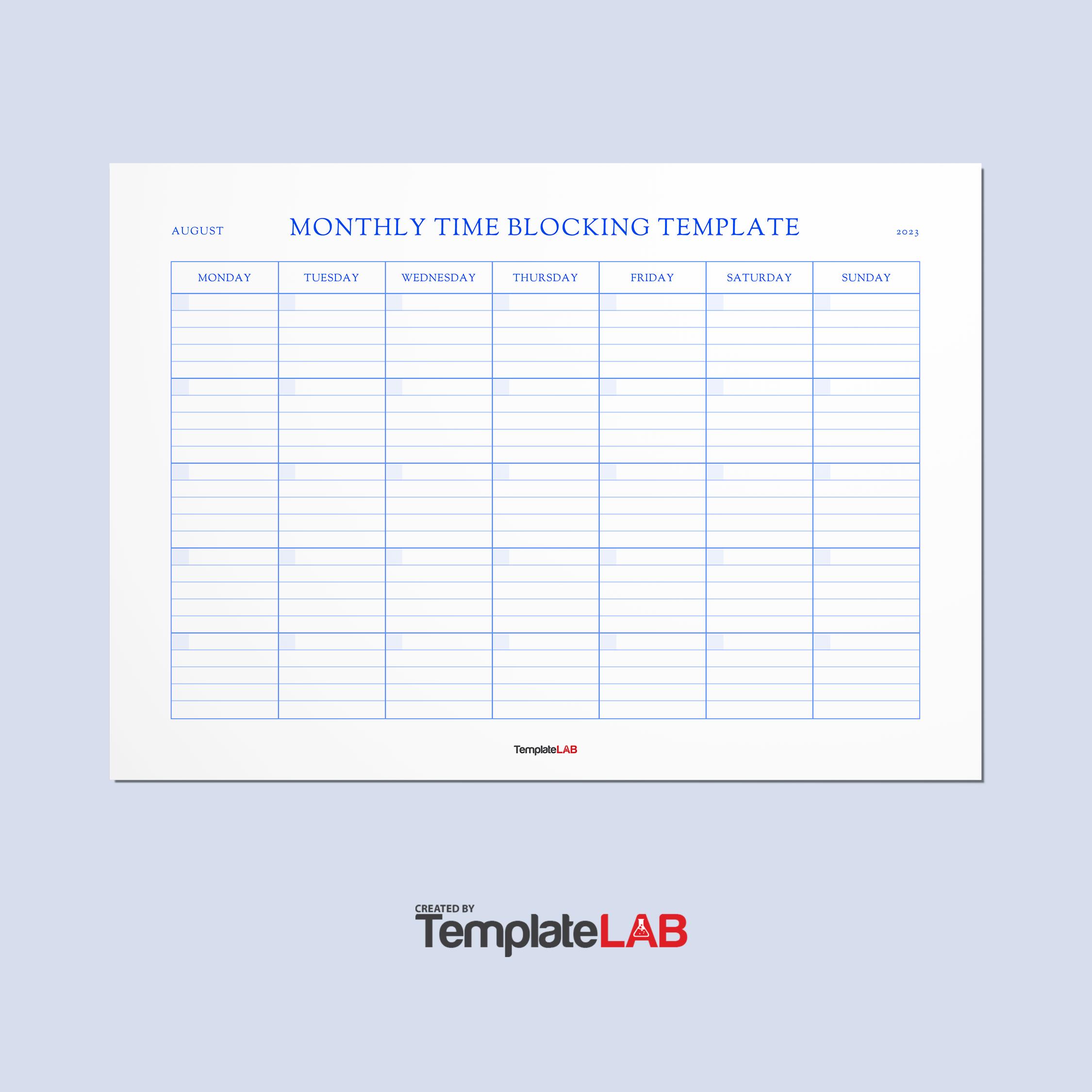 Free Monthly Time Blocking Template