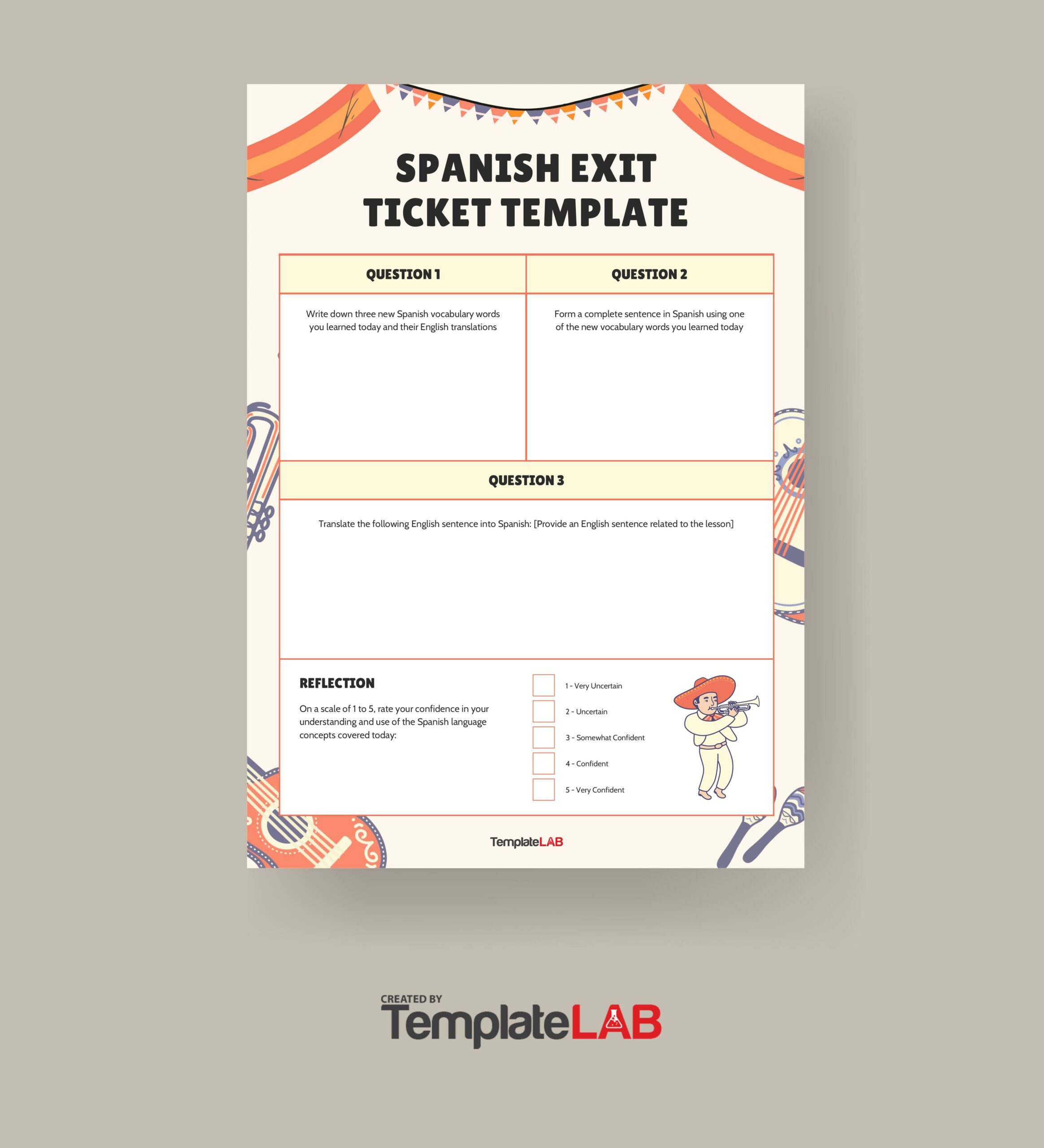 Free Spanish Exit Ticket Template