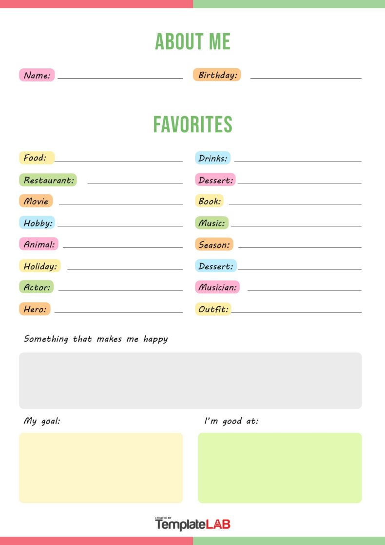 19 Printable All About Me Templates (FREE) ᐅ TemplateLab