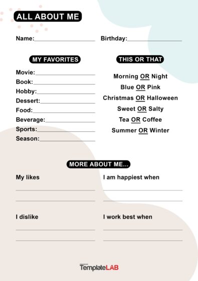 19 Printable All About Me Templates (FREE) ᐅ TemplateLab