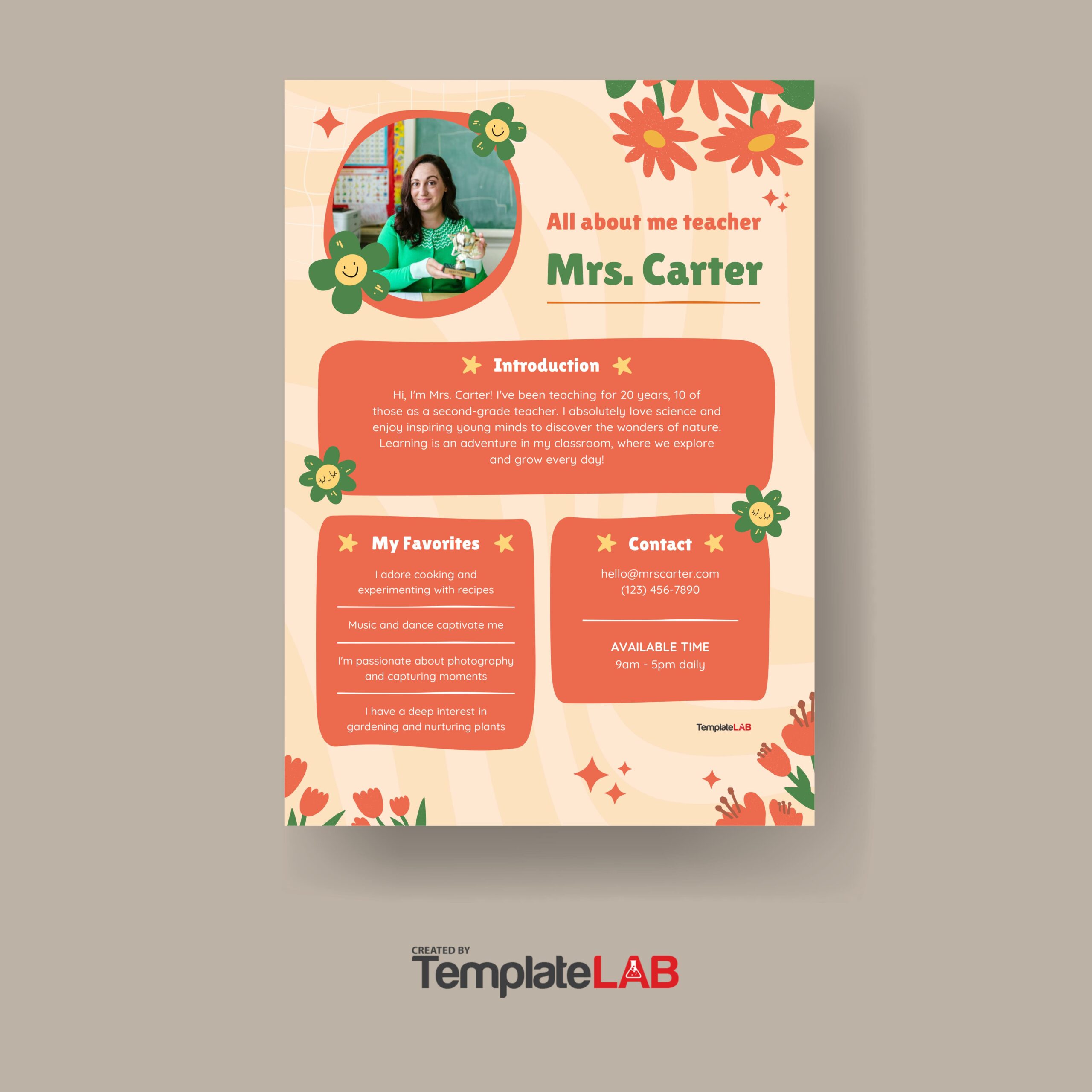Free All About Me Teacher Template