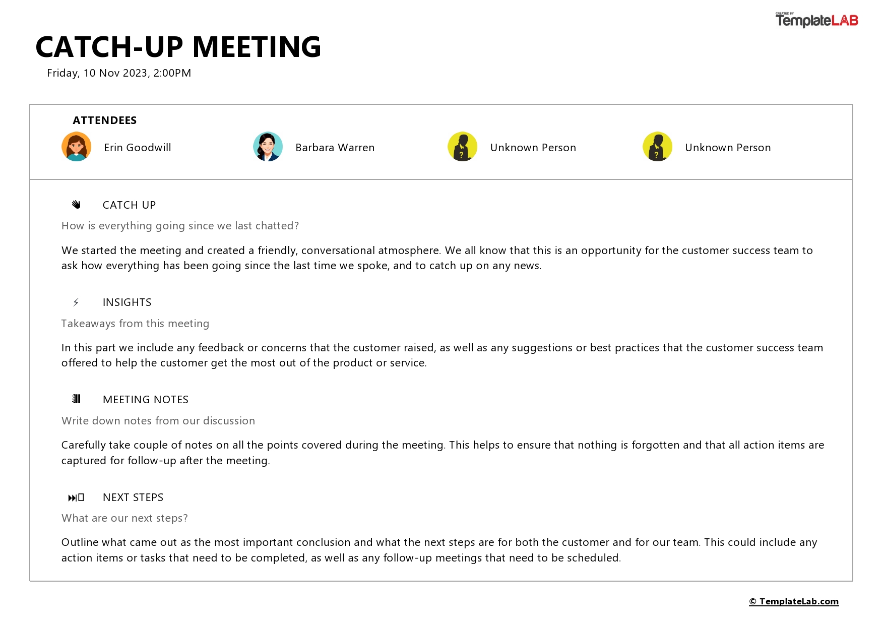 Free Catch-Up Meeting Template