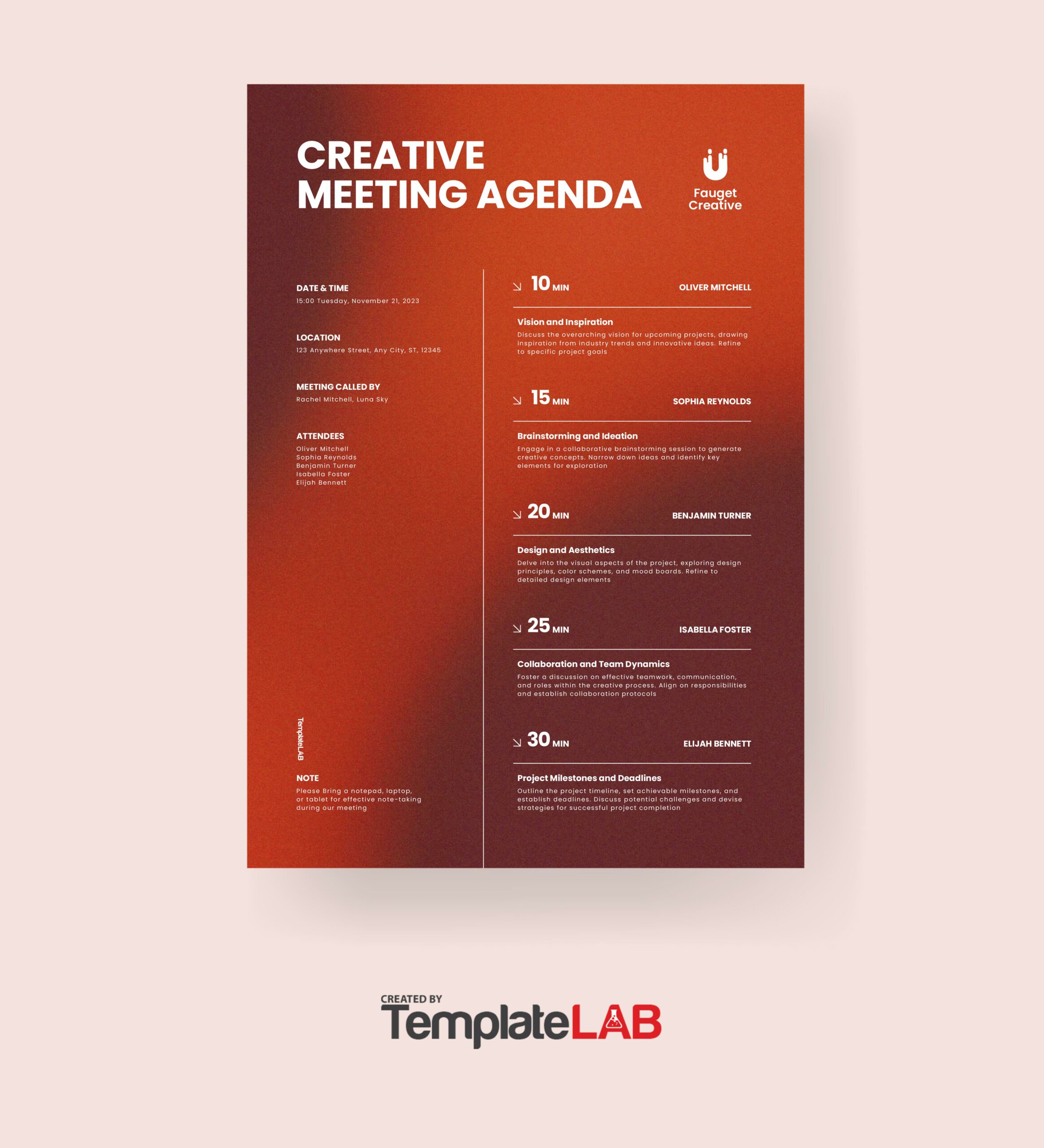 Free Creative Meeting Agenda Template