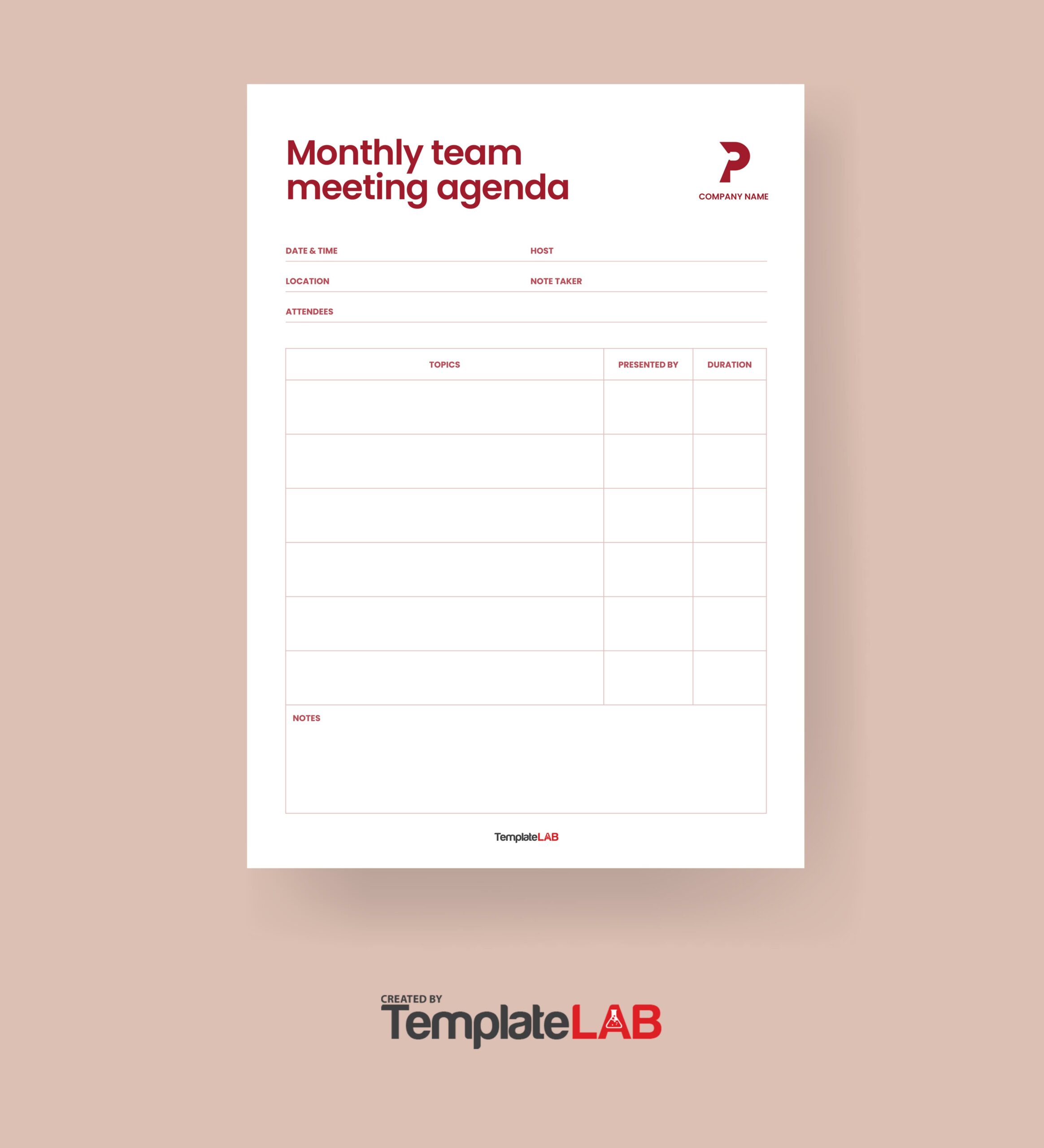 Free Monthly Team Meeting Agenda Template