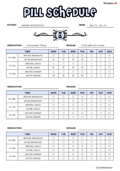 40 Great Medication Schedule Templates ( Medication Calendars)