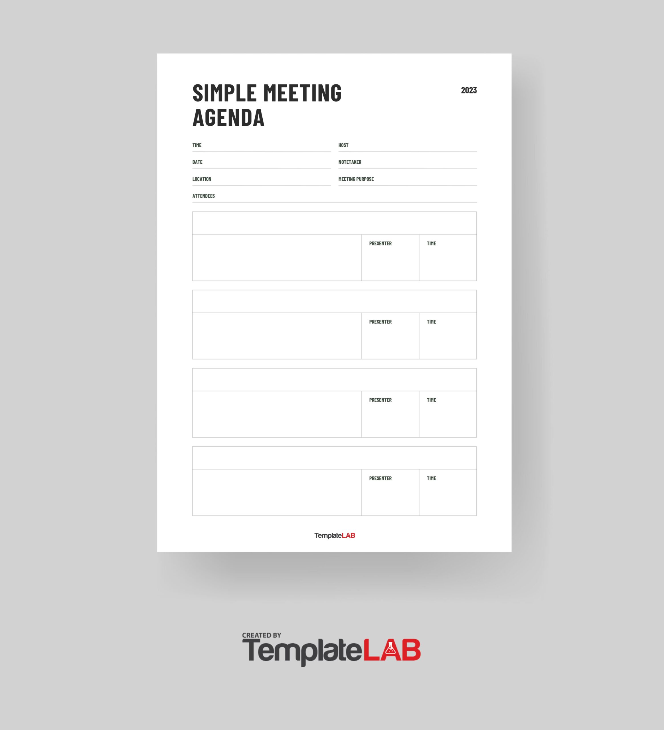 Free Simple Meeting Agenda Template