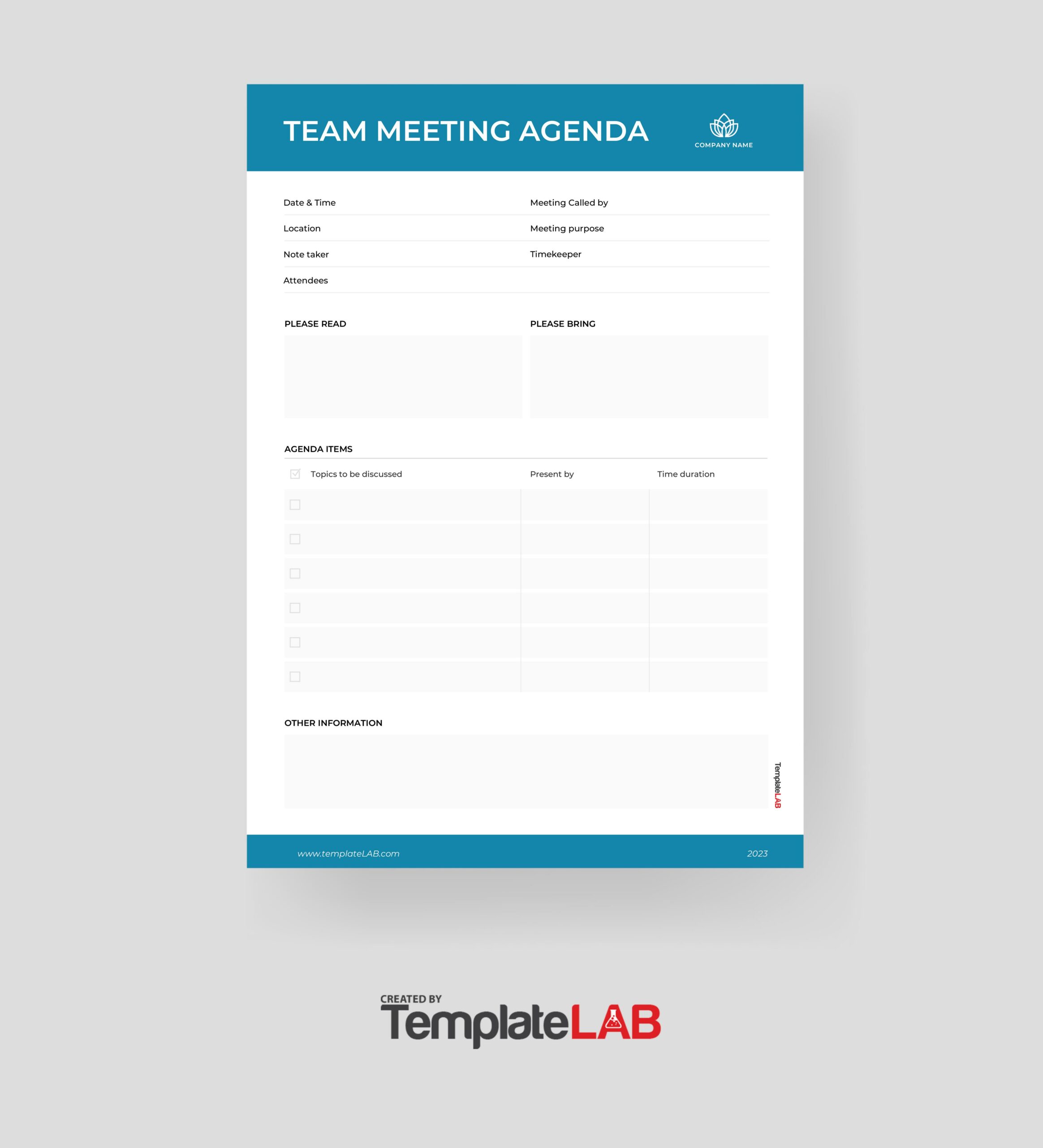 Free Team Meeting Agenda Template