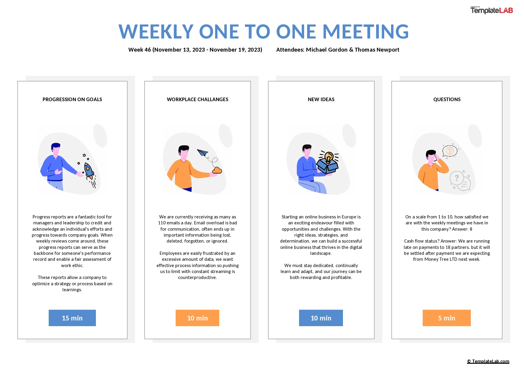 Free Weekly One to One Meeting Template
