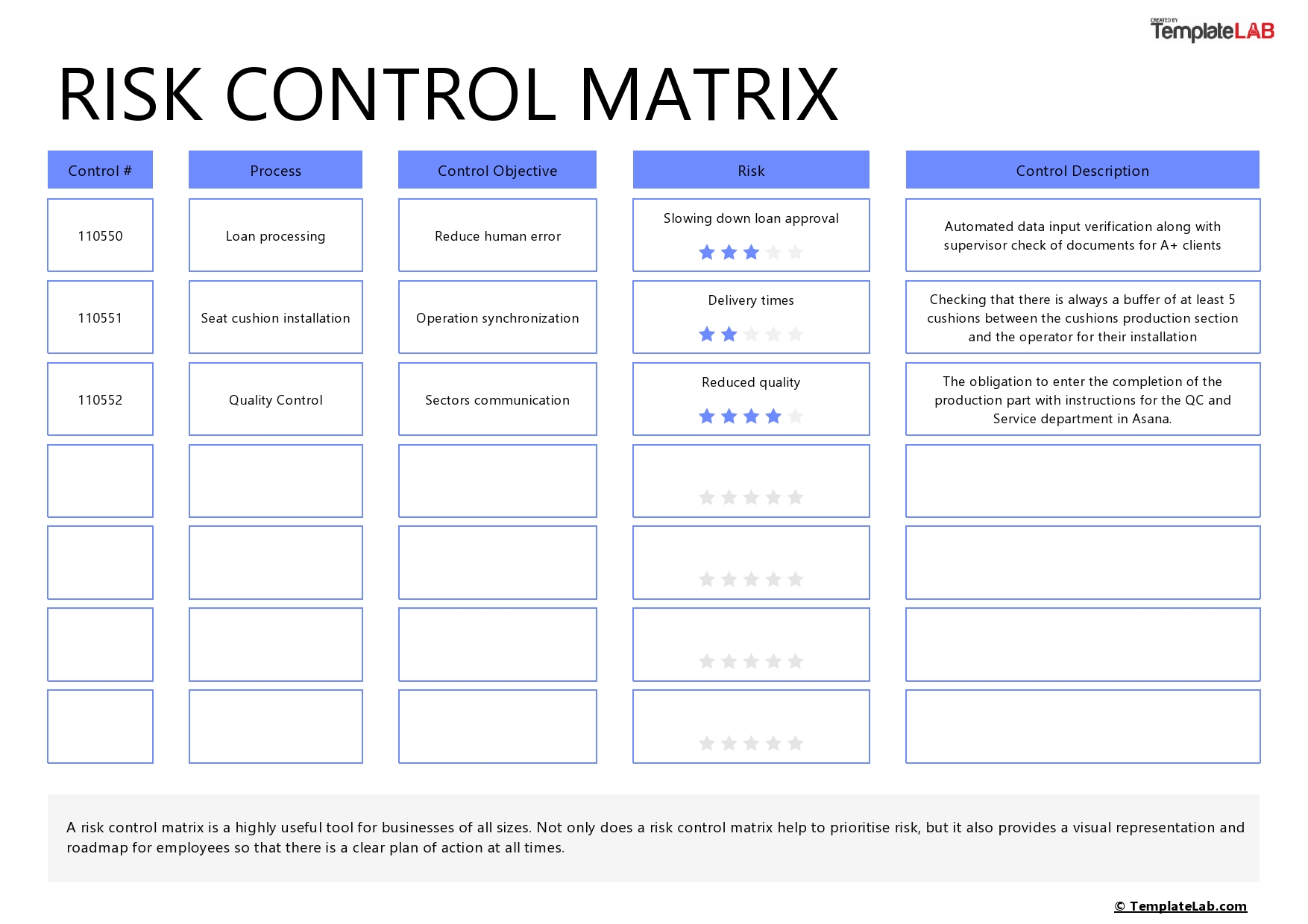 Free Risk Control Matrix Template