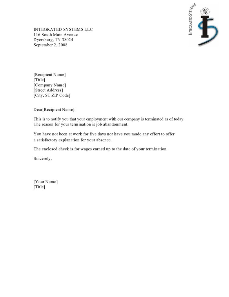40 Simple Job Abandonment Letters (100% FREE) ᐅ TemplateLab