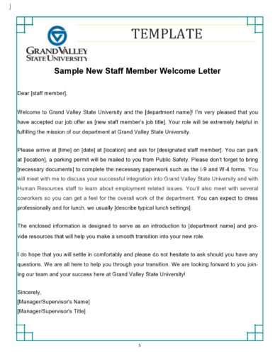 Welcome Letters