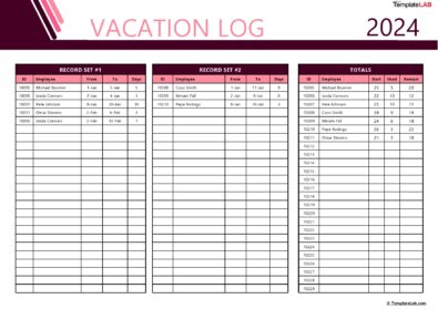 47 Employee Vacation Trackers (Excel & Word) ᐅ TemplateLab