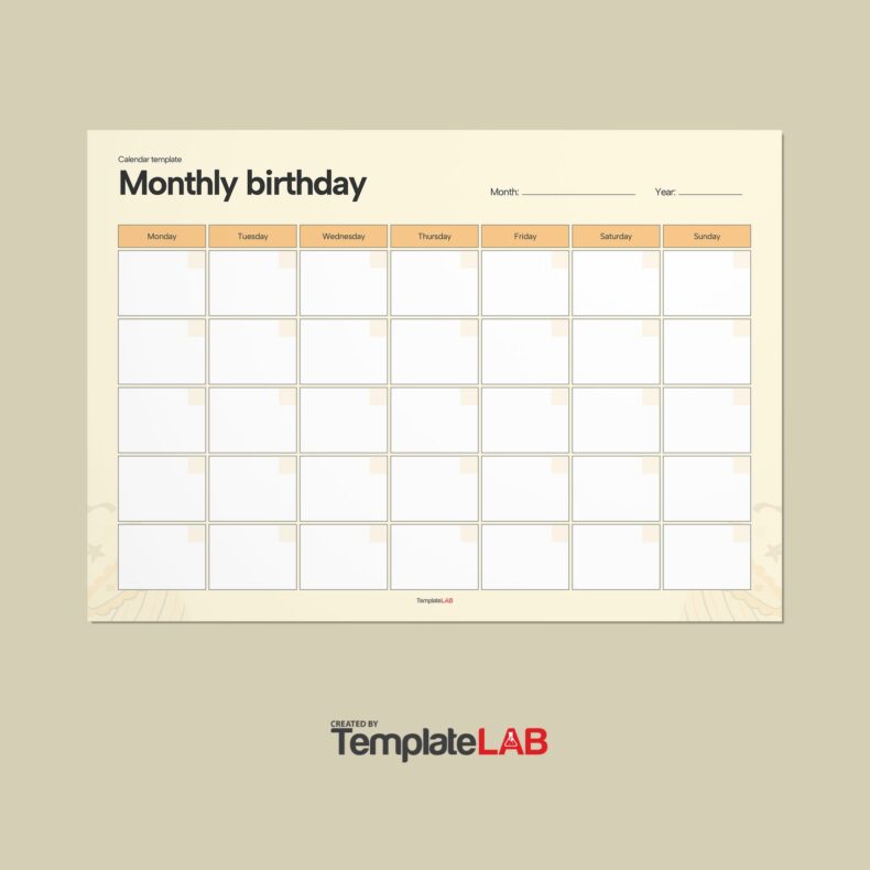 43 Editable Birthday Calendar Templates (100% Free)