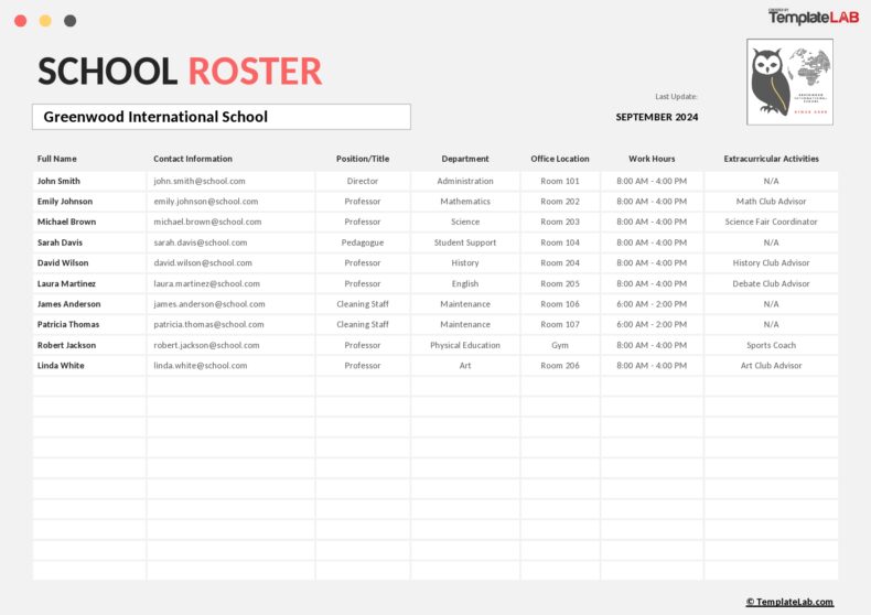 Class Roster Templates