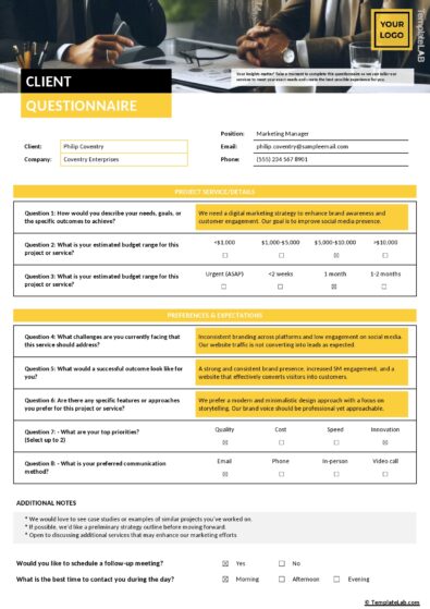 Questionnaire Templates