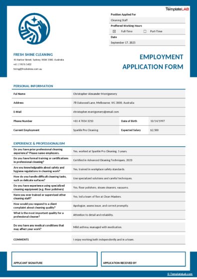 Employment Application Form