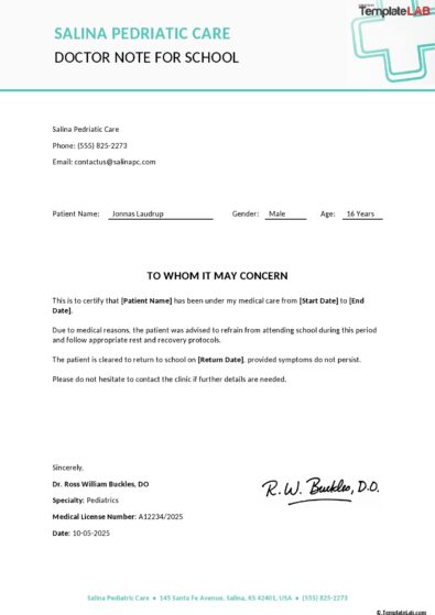 50+ Free Doctor Note Templates [for Work or School]