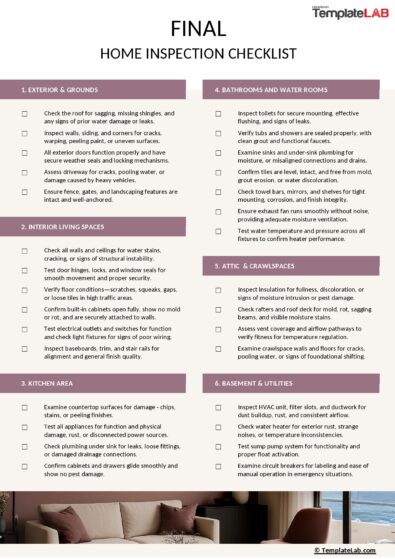 Residential Checklist.pdf 30+ Printable Home Inspection Checklists (Word, PDF, Excel)