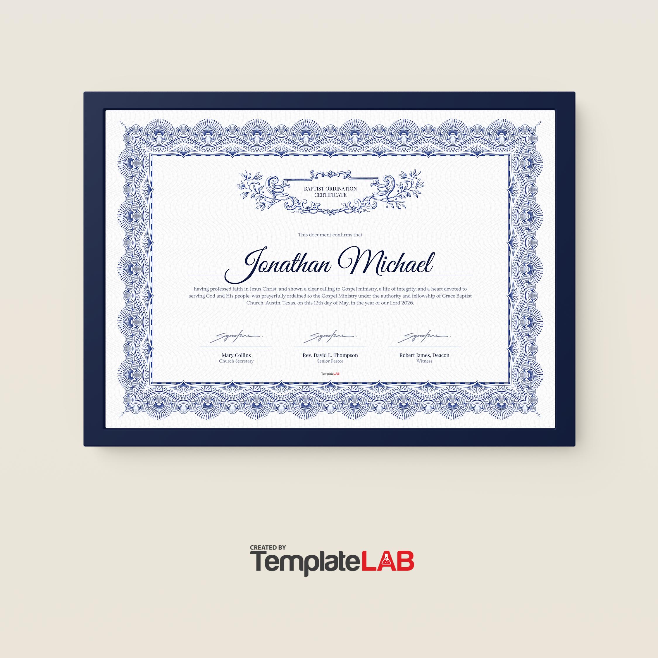 18 Ordination Certificate Templates (100% Free), image size:2250x2250