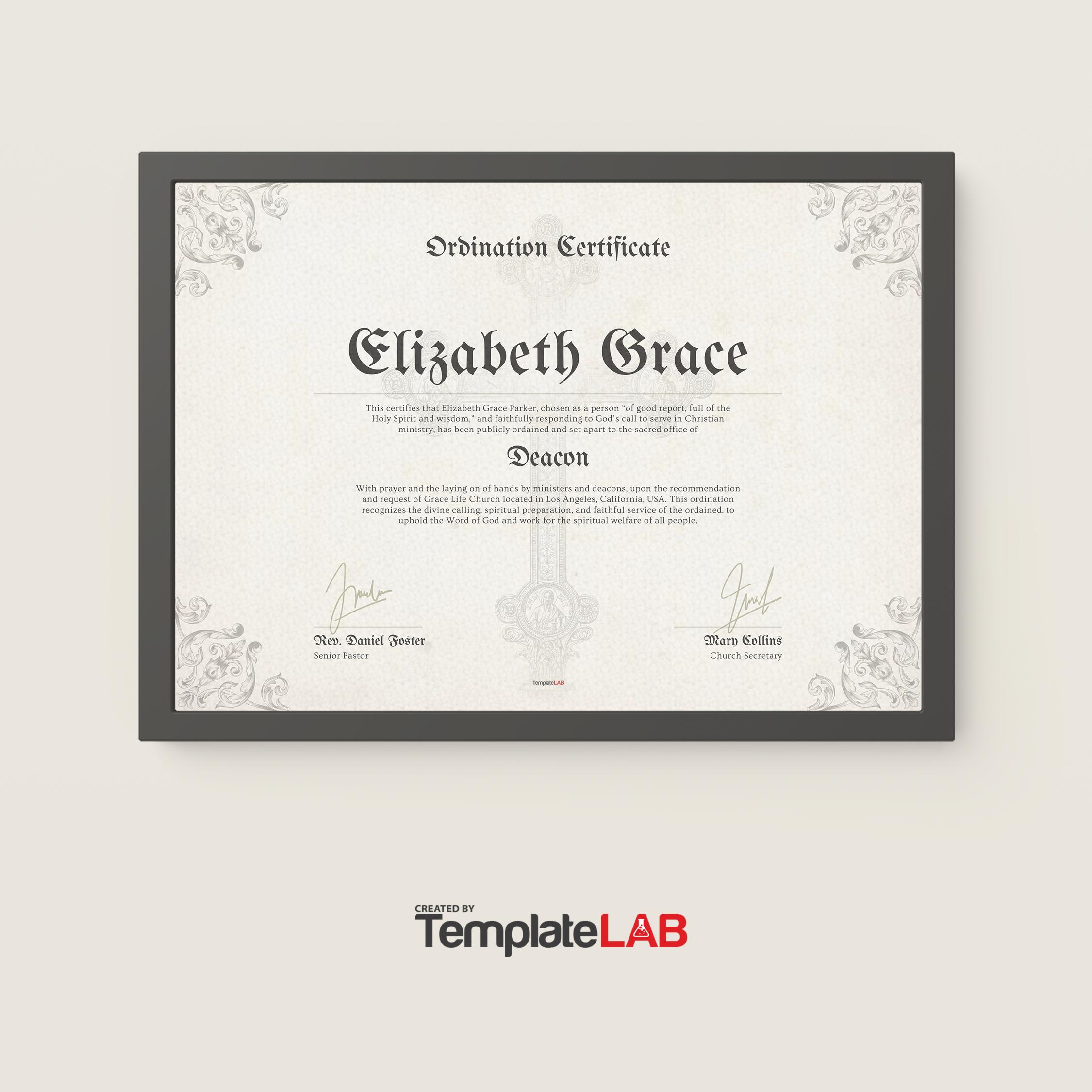 18 Ordination Certificate Templates (100% Free), image size:2250x2250