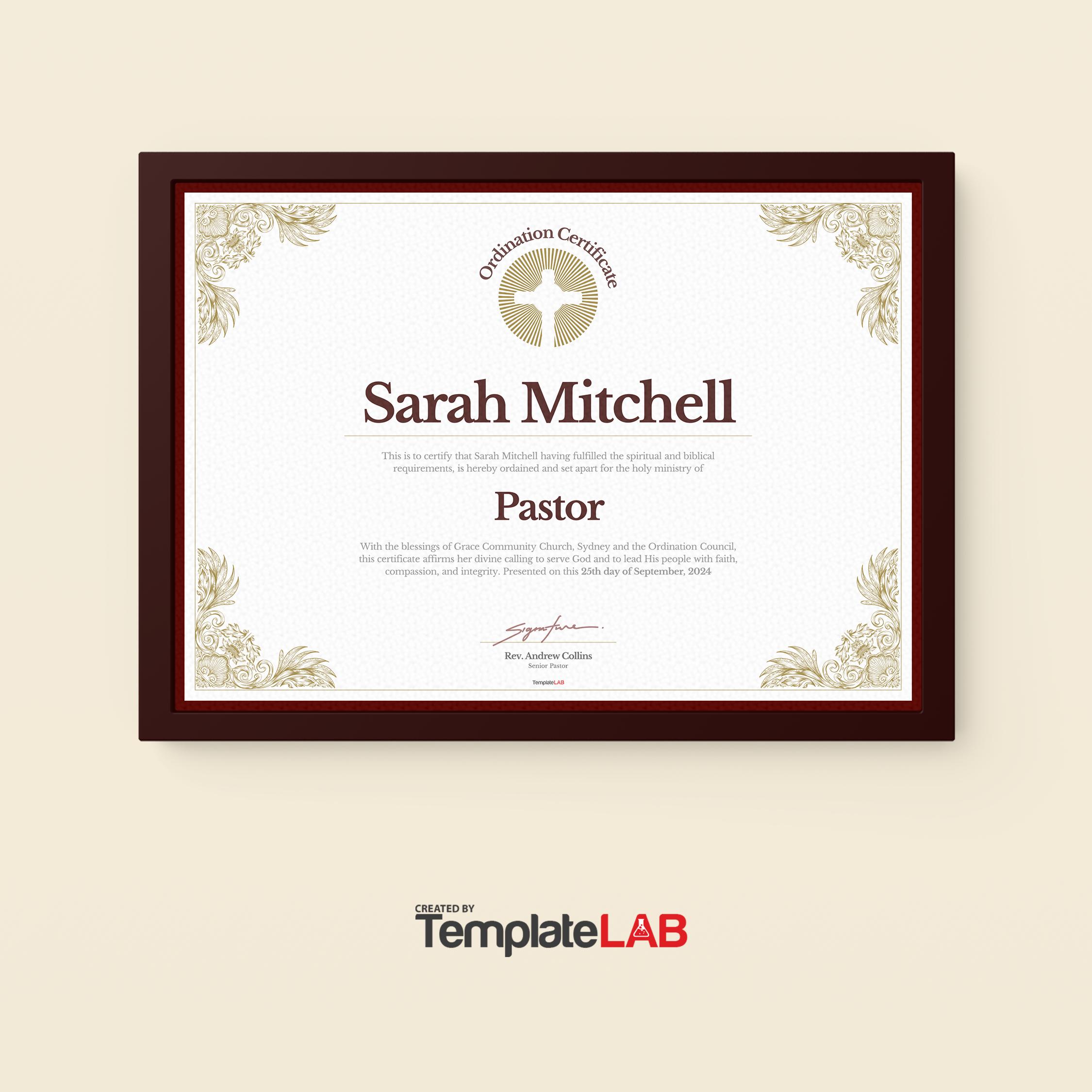18 Ordination Certificate Templates (100% Free), image size:2250x2250
