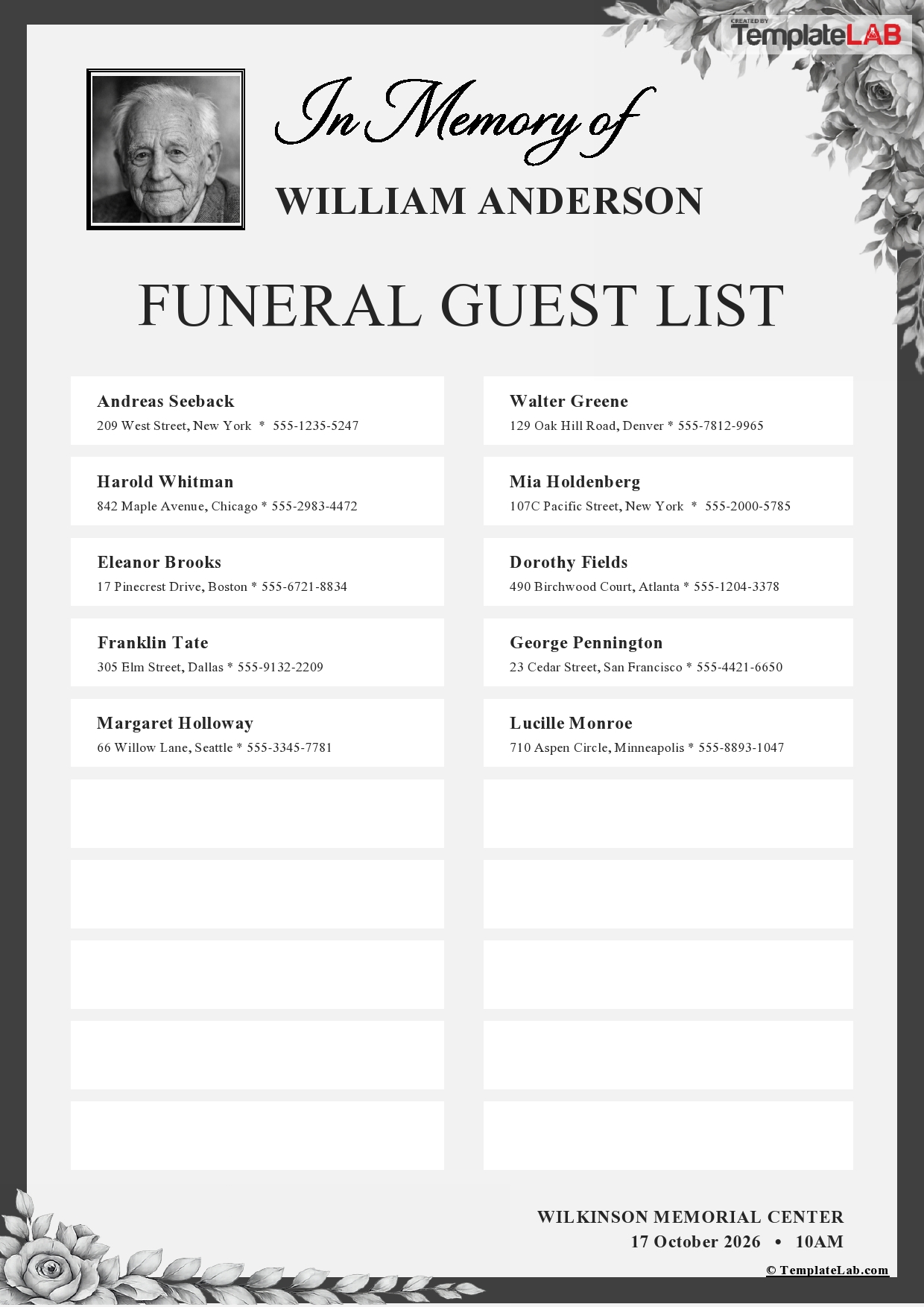 18 Great Guest List Templates [Excel, Word, PDF] ᐅ TemplateLab
