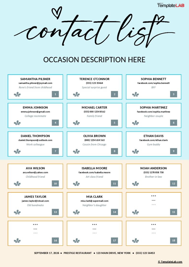 18 Great Guest List Templates [Excel, Word, PDF] ᐅ TemplateLab