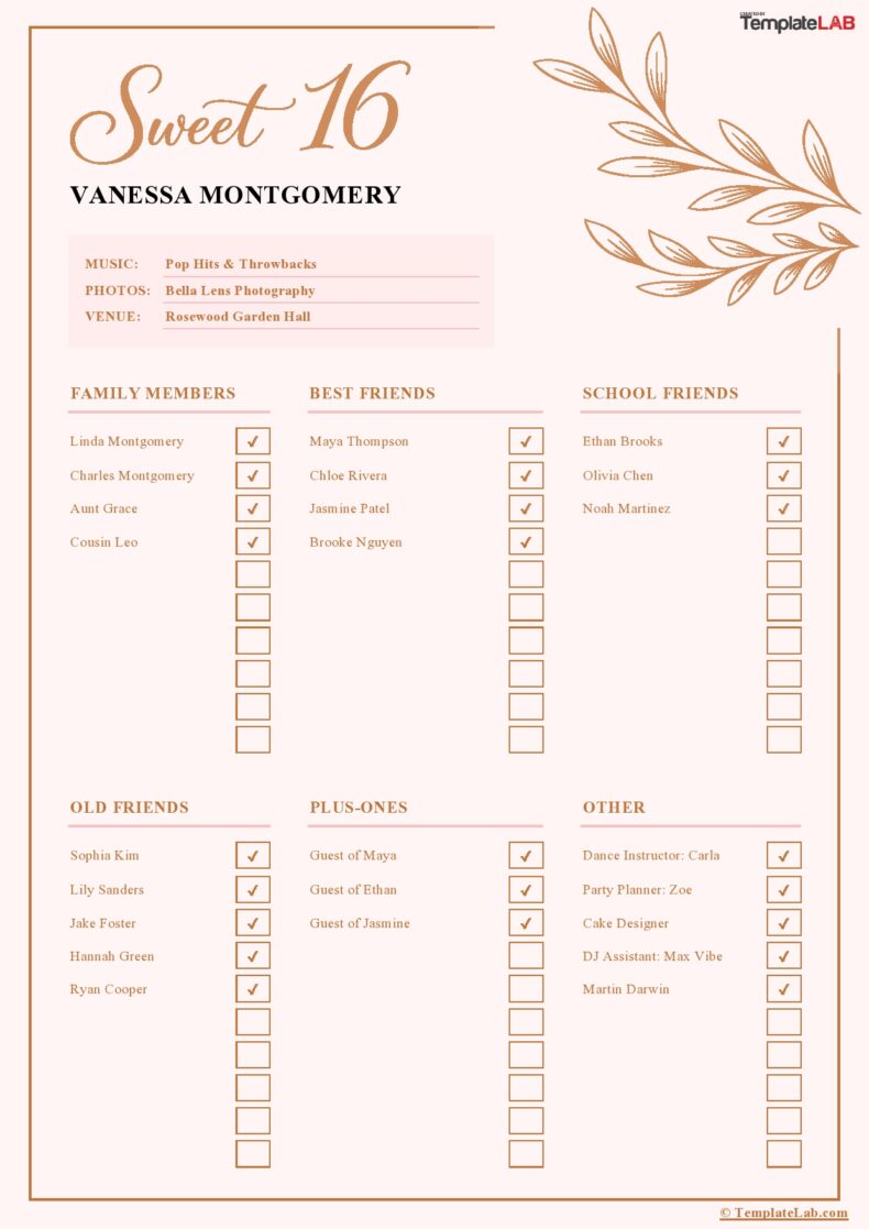 18 Great Guest List Templates [Excel, Word, PDF] ᐅ TemplateLab